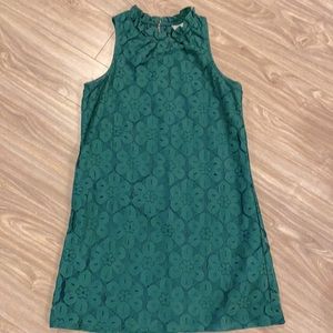 Dark green. High neck dress. Mid length. Size small